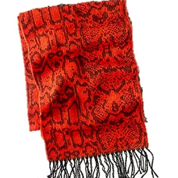 Cejon Italian Acrylic Red Python Print Scarf - Picture 2 of 10